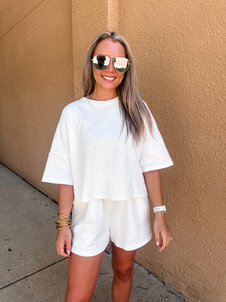 Lizzy Knit Short Set - White-Set-K. Ellis Boutique