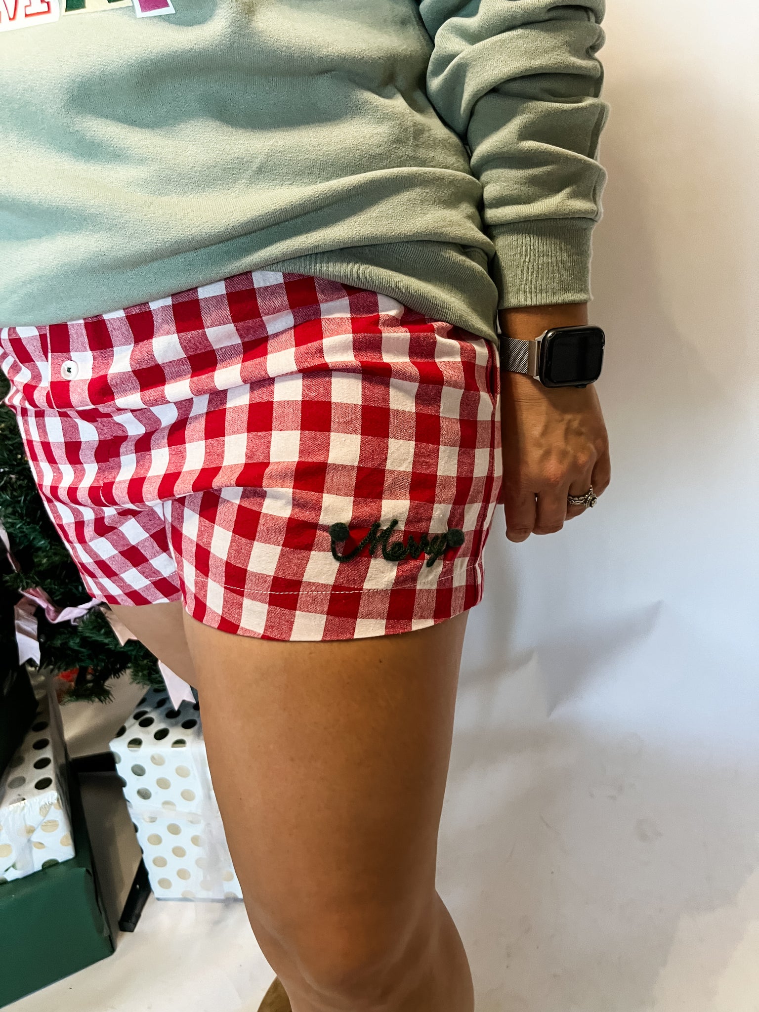 Merry Gingham Shorts- Red-K. Ellis Boutique
