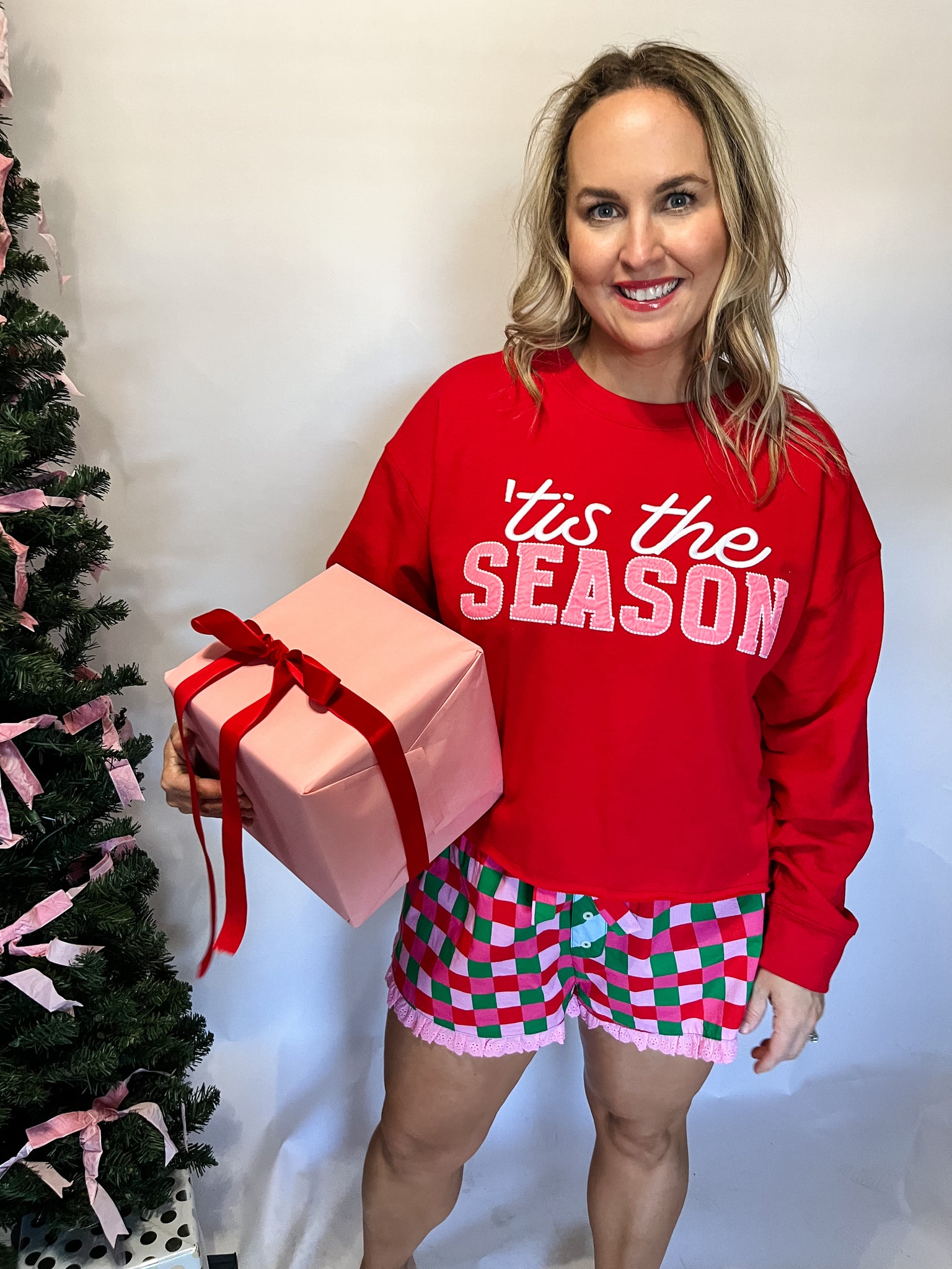 Shiraleah "Tis The Season" Lounge Sweatshirt, Red-K. Ellis Boutique