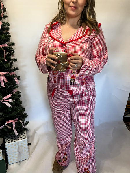 Nutcracker Gingham Pajama Set- Red-K. Ellis Boutique