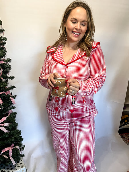 Nutcracker Gingham Pajama Set- Red-K. Ellis Boutique