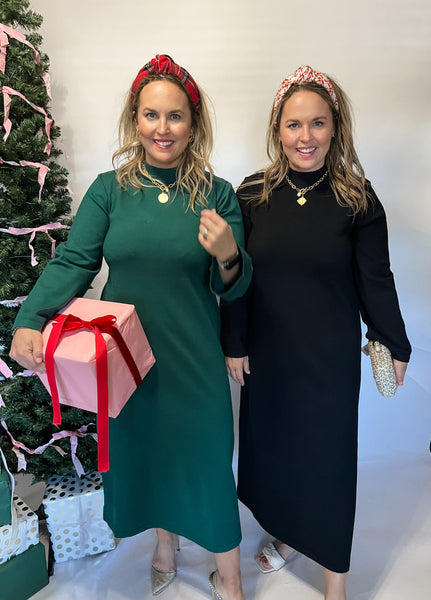 Mock Neck Knit Midi- Black-K. Ellis Boutique