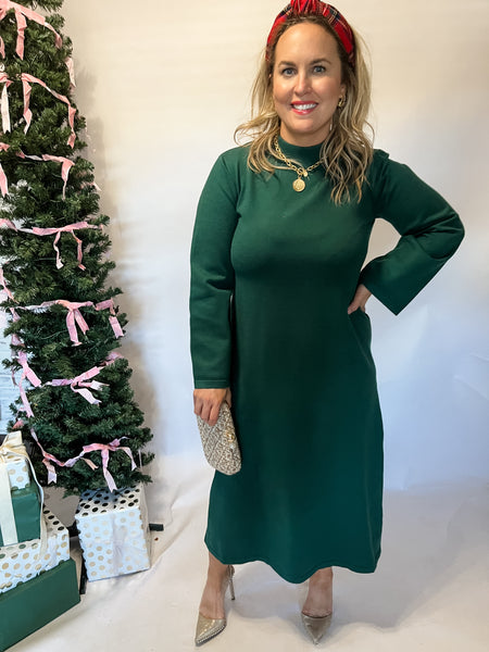 Mock Neck Knit Midi-Pine-K. Ellis Boutique