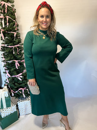 Mock Neck Knit Midi-Pine-Midi-K. Ellis Boutique