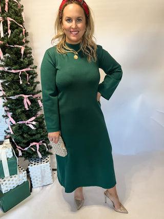 Mock Neck Knit Midi-Pine-Midi-K. Ellis Boutique