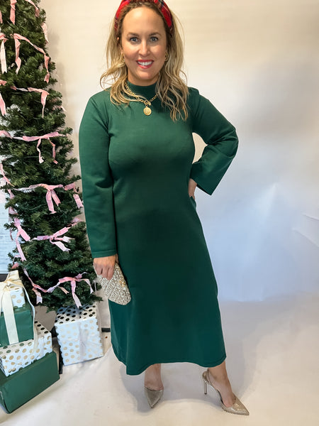 Mock Neck Knit Midi-Pine-K. Ellis Boutique