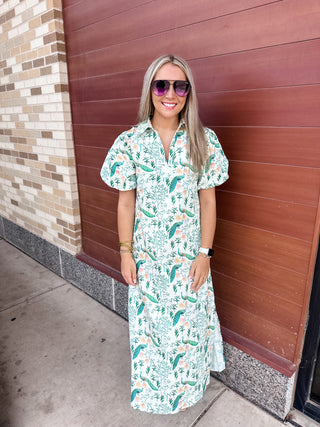 Peacock Bloom Midi Dress-Midi-K. Ellis Boutique