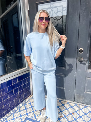 Scuba Luxe Short Sleeve Top- Blue Frost-Short Sleeve Top-K. Ellis Boutique
