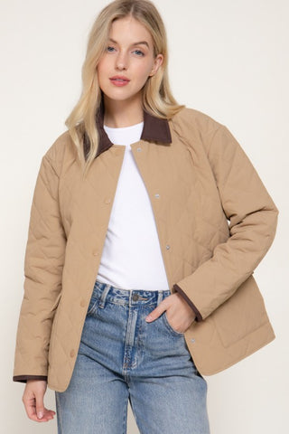 Jaxe Quilted Puffer- tan-Jacket-K. Ellis Boutique