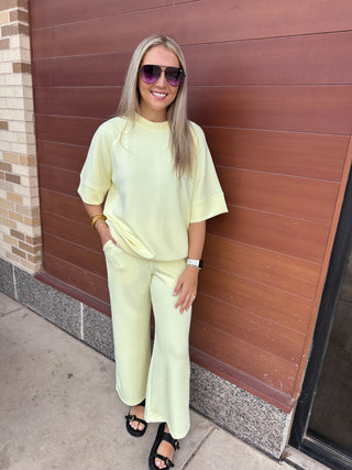 Scuba Luxe Short Sleeve Top- Lemon-Short Sleeve Top-K. Ellis Boutique
