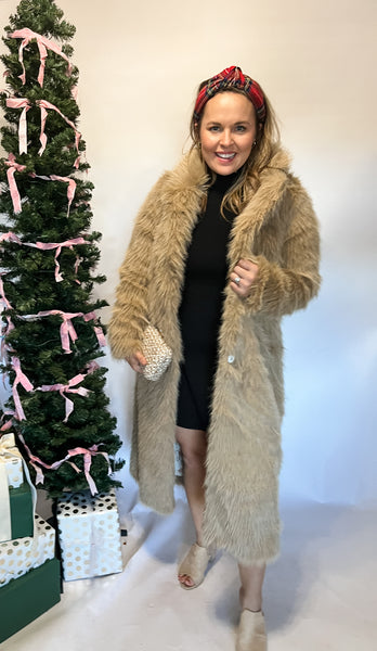 The Beth Faux Fur Coat- Camel-K. Ellis Boutique