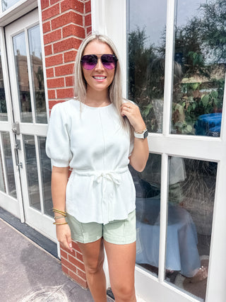 Springtime Easy White Blouse-Short Sleeve Top-K. Ellis Boutique