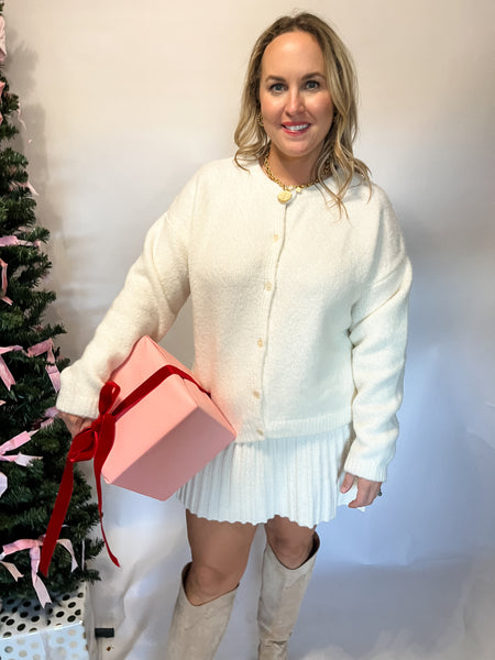 Cloud Touch Crew Cardigan- Ivory-K. Ellis Boutique