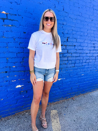 Embroidered 4th of July Icons Comfort Colors T-Shirt-Basic Tee/Tank-K. Ellis Boutique