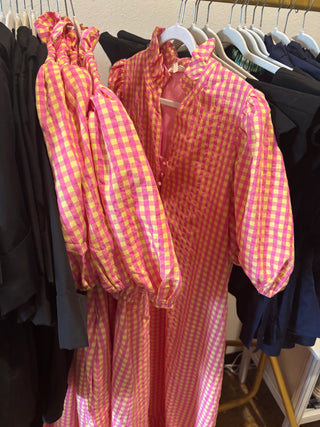 Gingham Dress - Pink & Yellow-Midi/Maxi Dress-K. Ellis Boutique