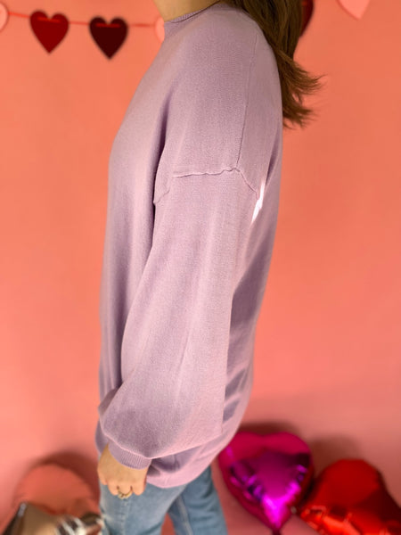 Stretched Knit Top- Lavender-K. Ellis Boutique