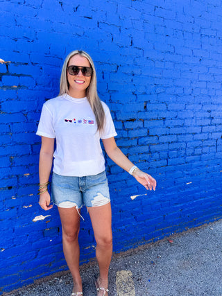 Embroidered 4th of July Icons Comfort Colors T-Shirt-Basic Tee/Tank-K. Ellis Boutique