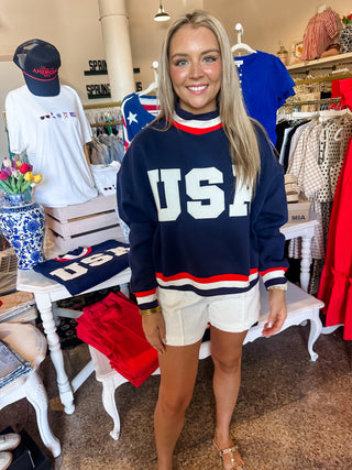 USA Sweater- navy-Sweatshirt-K. Ellis Boutique