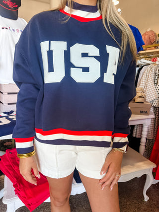 USA Sweater- navy-Sweatshirt-K. Ellis Boutique