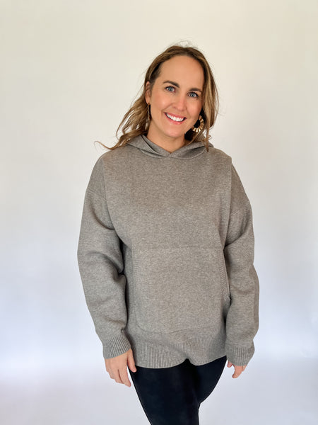 OVERSIZED HOODIE SWEATER- GREY-K. Ellis Boutique