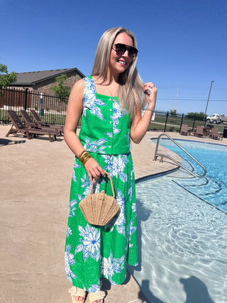 Eyelet Bloom Top- green-Sleeveless Top-K. Ellis Boutique