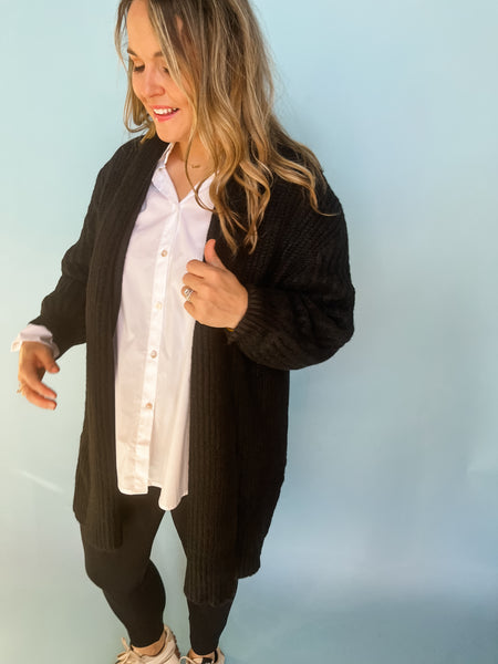 Haelie Oversized Cardigan- Black-K. Ellis Boutique