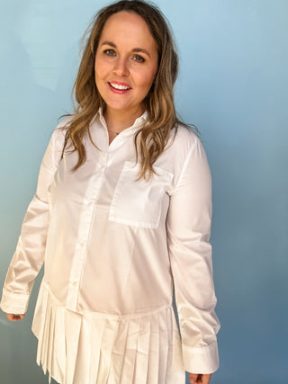 English Factory- Oxford Shirt Dress- White-Mini Dress-K. Ellis Boutique