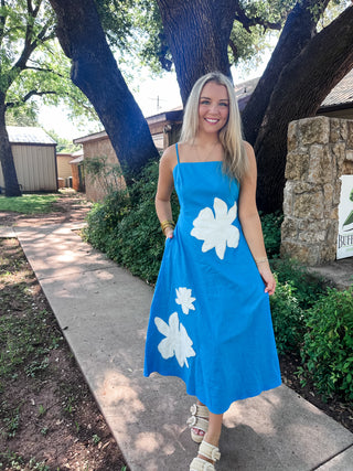 Floral Pearl Applique Midi Dress-Midi-K. Ellis Boutique