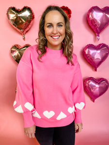 Balloon Long Sleeve Heart Shaped Top - Pink-K. Ellis Boutique