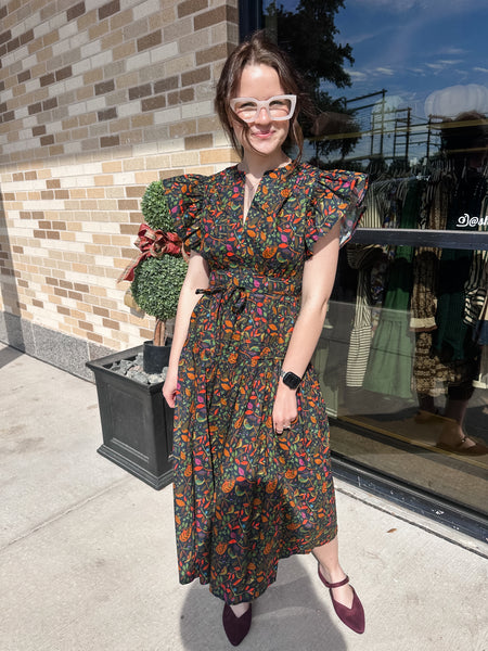 WINTER GARDEN MIDI DRESS- Floral Print-K. Ellis Boutique