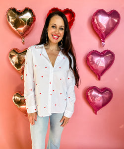 POPLIN HEART EMBROIDered SHIRT-K. Ellis Boutique