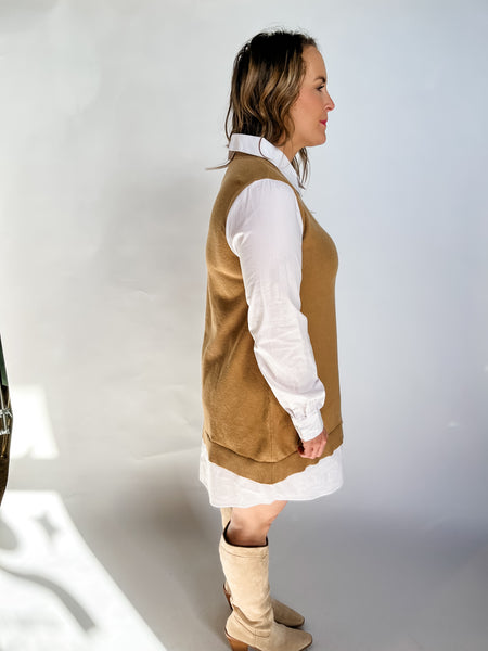 Sweater Vest and Poplin Dress- Tan-K. Ellis Boutique