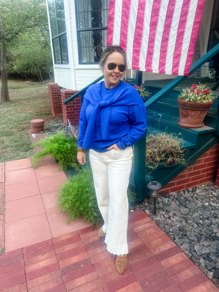 The Stacy Faux Sweater Detail - Cobalt-K. Ellis Boutique