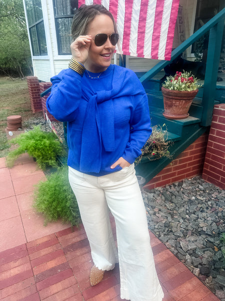 The Stacy Faux Sweater Detail - Cobalt-K. Ellis Boutique