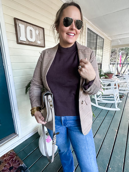 Plaid Blazer- Brown-K. Ellis Boutique