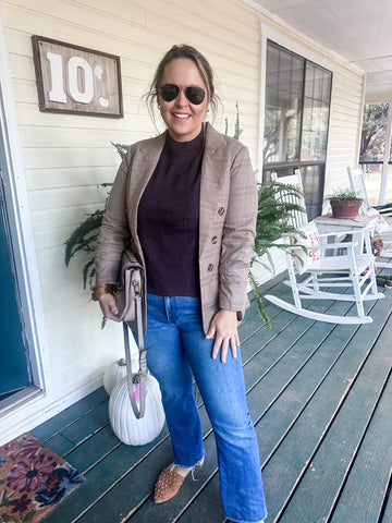 Plaid Blazer- Brown-K. Ellis Boutique