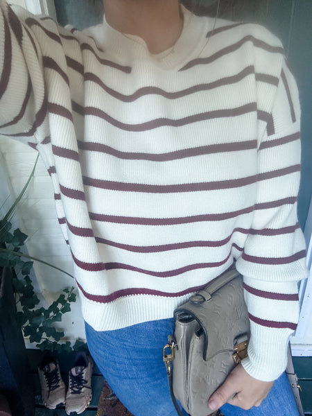 Bridgett Burgundy and Cream Sweater-K. Ellis Boutique