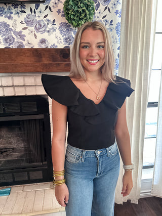 Raven Ruffle Sleeve Top-Short Sleeve Top-K. Ellis Boutique