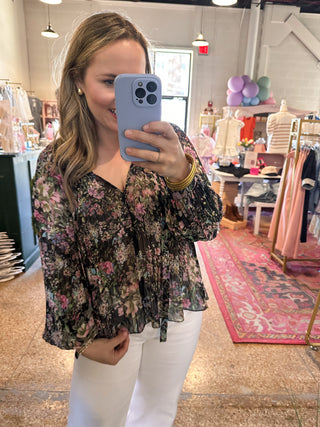 Lucy Paris Floral Blouse- Black-K. Ellis Boutique