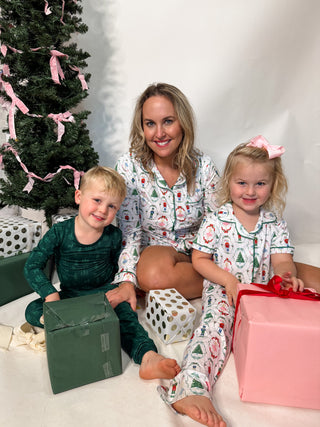 Woodsy Deer Long Sleeve Christmas Pajamas- Kids-K. Ellis Boutique