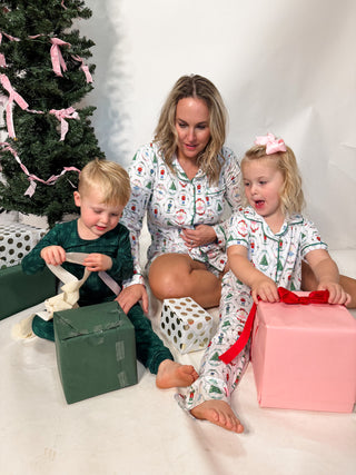 Woodsy Deer Long Sleeve Christmas Pajamas- Kids-K. Ellis Boutique
