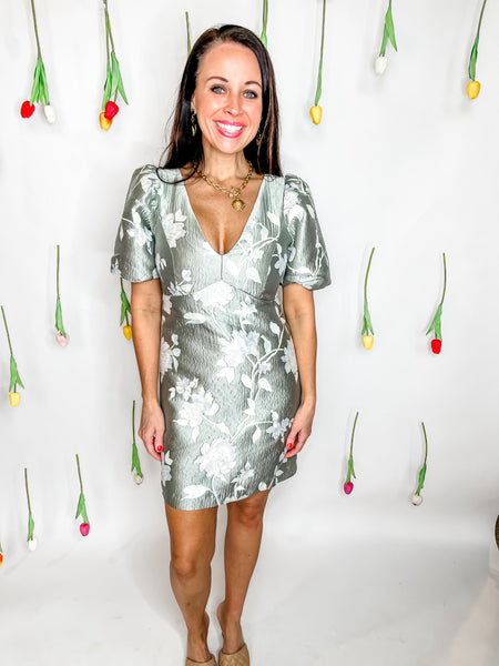 Lisiana Mini Dress- Sage Floral-K. Ellis Boutique