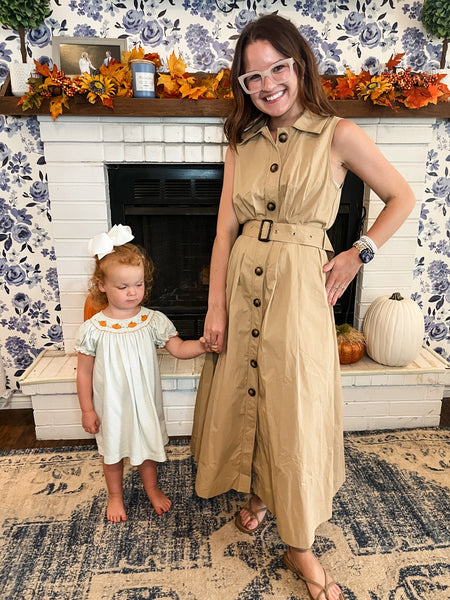 Kassie Sleeveless Button Down Midi- Taupe-K. Ellis Boutique