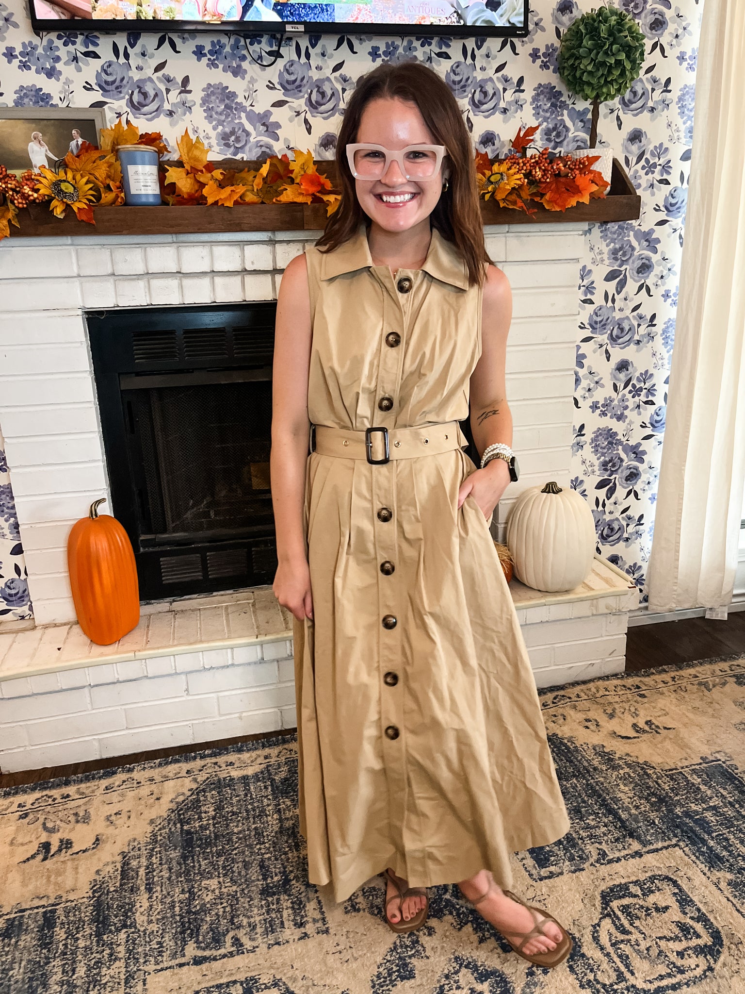 Kassie Sleeveless Button Down Midi- Taupe-K. Ellis Boutique