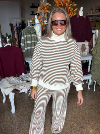 Weekend Stripe Lounge Set- Cream-Set-K. Ellis Boutique