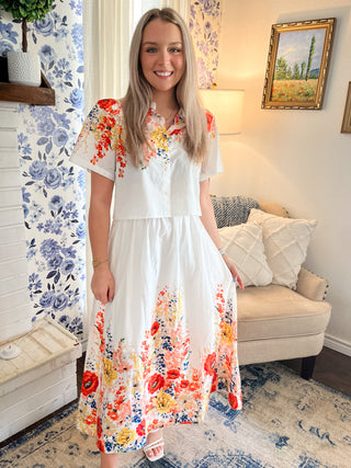 Julie Floral Print Skirt Set- Off White-K. Ellis Boutique