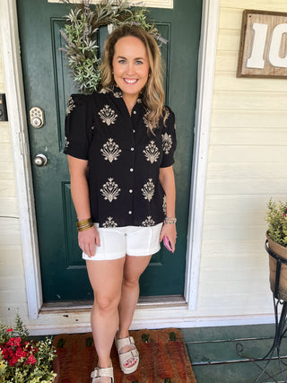 Lacey Top- Black-Short Sleeve Top-K. Ellis Boutique