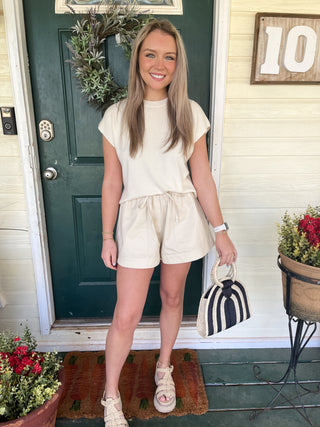 Hailey Cap Sleeve Knit- Ivory-Short Sleeve Top-K. Ellis Boutique