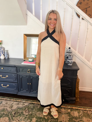 Ivory Contrast Midi-Midi/Maxi Dress-K. Ellis Boutique