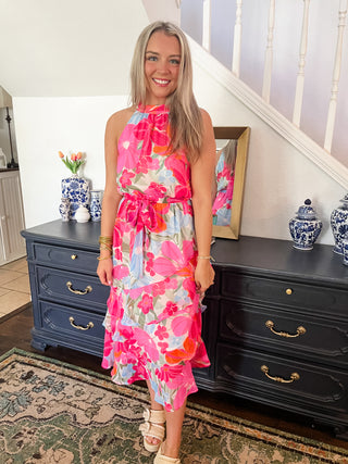 Calista Ruffle Midi Dress- Floral
